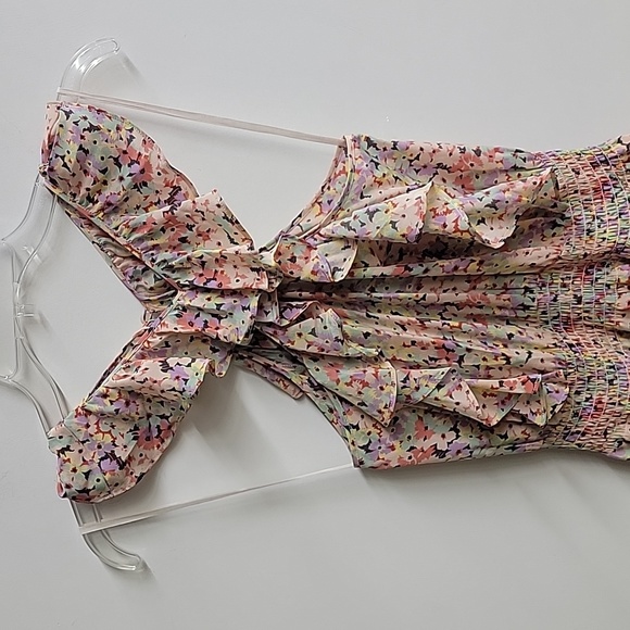 Rebecca Taylor Margo Floral Ruffle Silk Cropped Jumpsuit Size 0 (or xs) - Picture 6 of 16